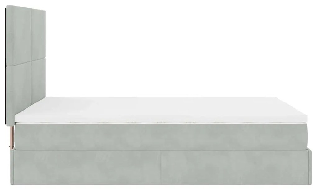 Estrutura cama otomana colchões 140x200cm veludo cinzento claro