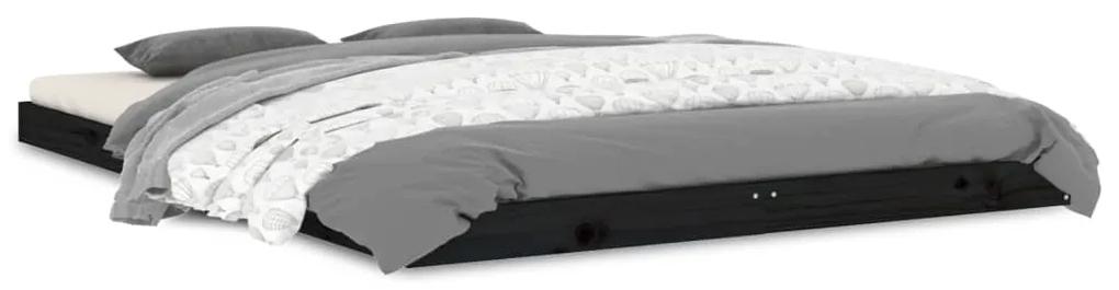 Estrutura de cama de casal 135x190 cm pinho maciço preto