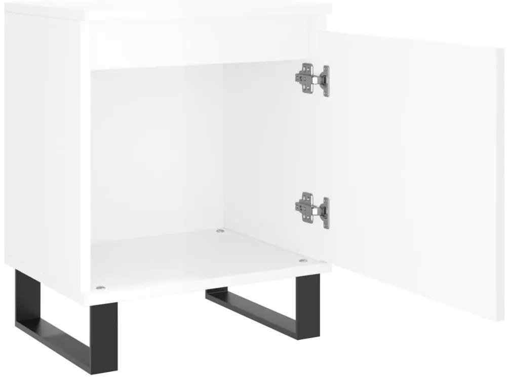 Mesas cabeceira 2pcs derivados de madeira branco brilhante