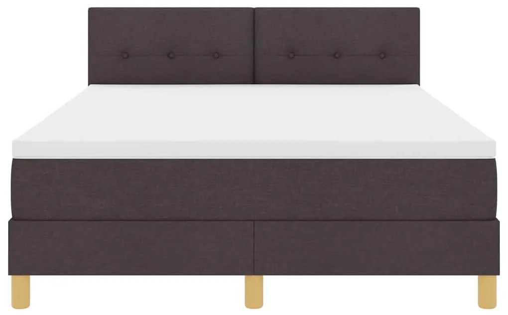 Cama Box Spring com Colchão e LED Castanho Escuro 140x200 cm Tecido