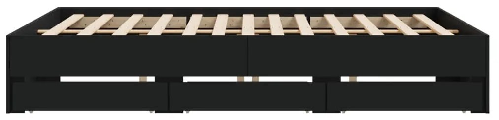 Estrutura de cama c/ gavetas 160x200 cm derivados madeira preto