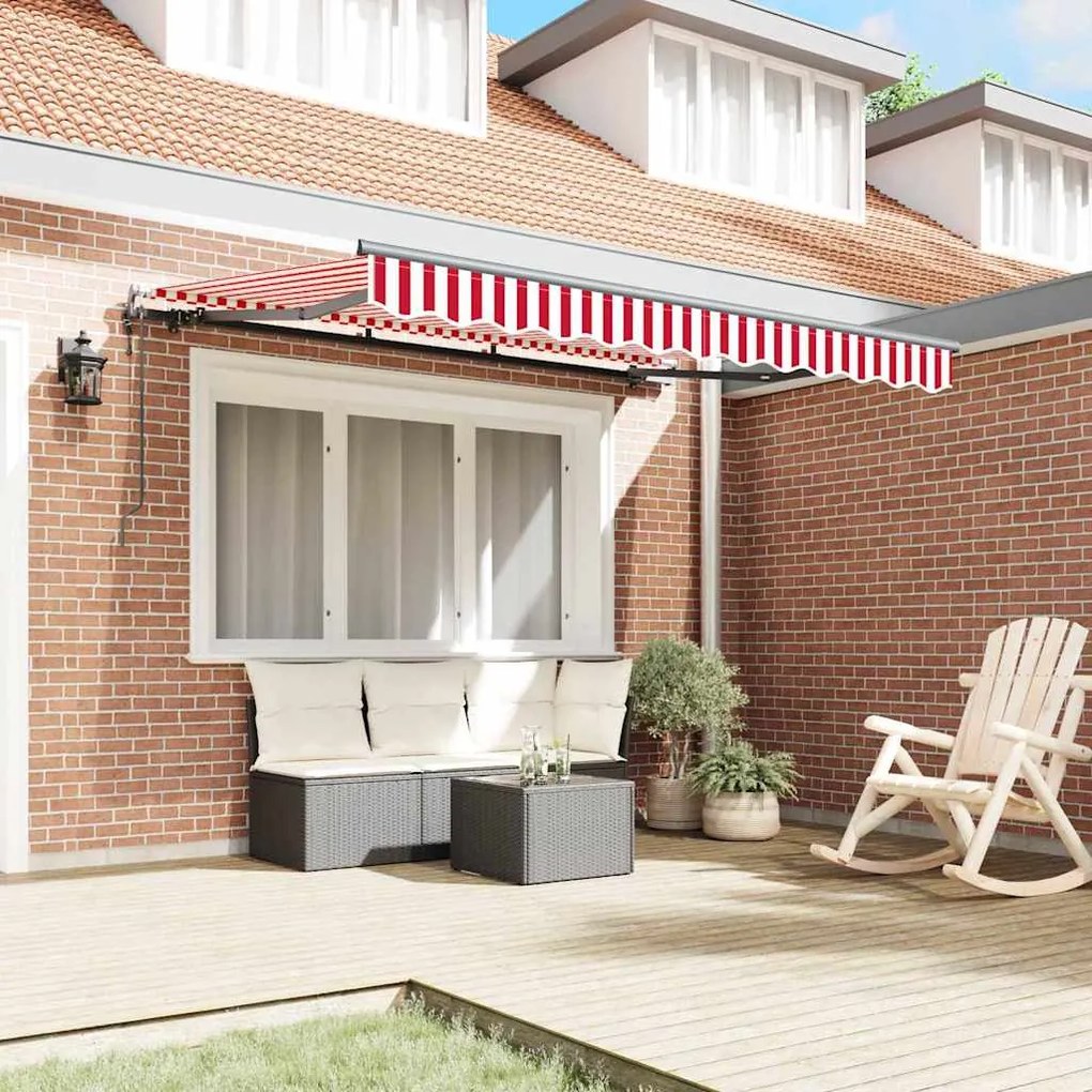 Toldo Retrátil Manual Vermelho e Branco e Antracite