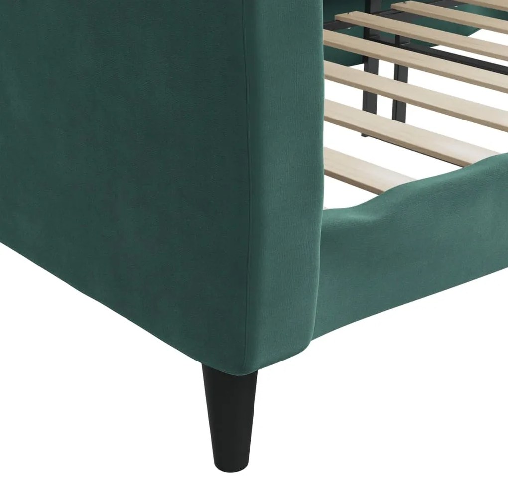 Sofá-cama 100x200 cm veludo verde-escuro