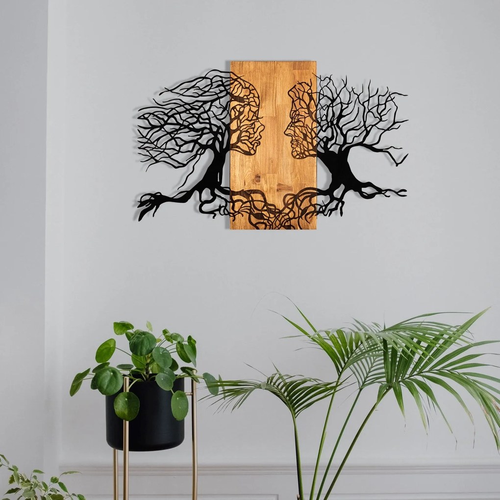 Acessório Decorativo de Parede Tutku – Preto e Nogueira – 92 x 58 cm