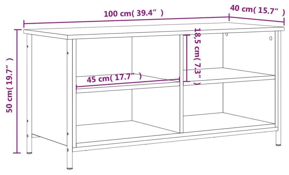 Móvel de TV 100x40x50 cm derivados de madeira carvalho fumado