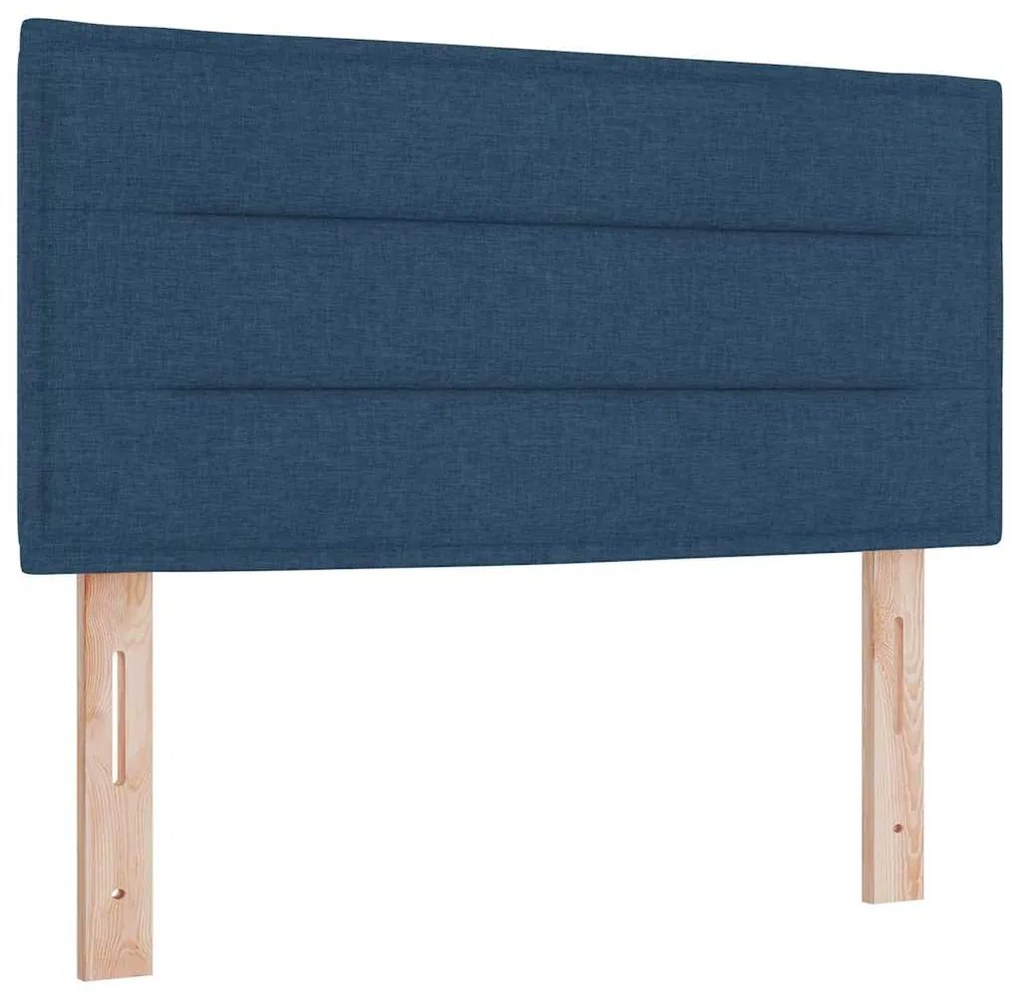 Cama com Caixa de Molas com Colchão &amp; LED Azul 100x200 cm Tecido