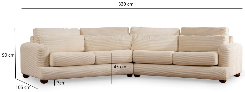 **** Sofá de 4 Lugares River – Bege – 330 cm x 105 cm x 90 cm

**