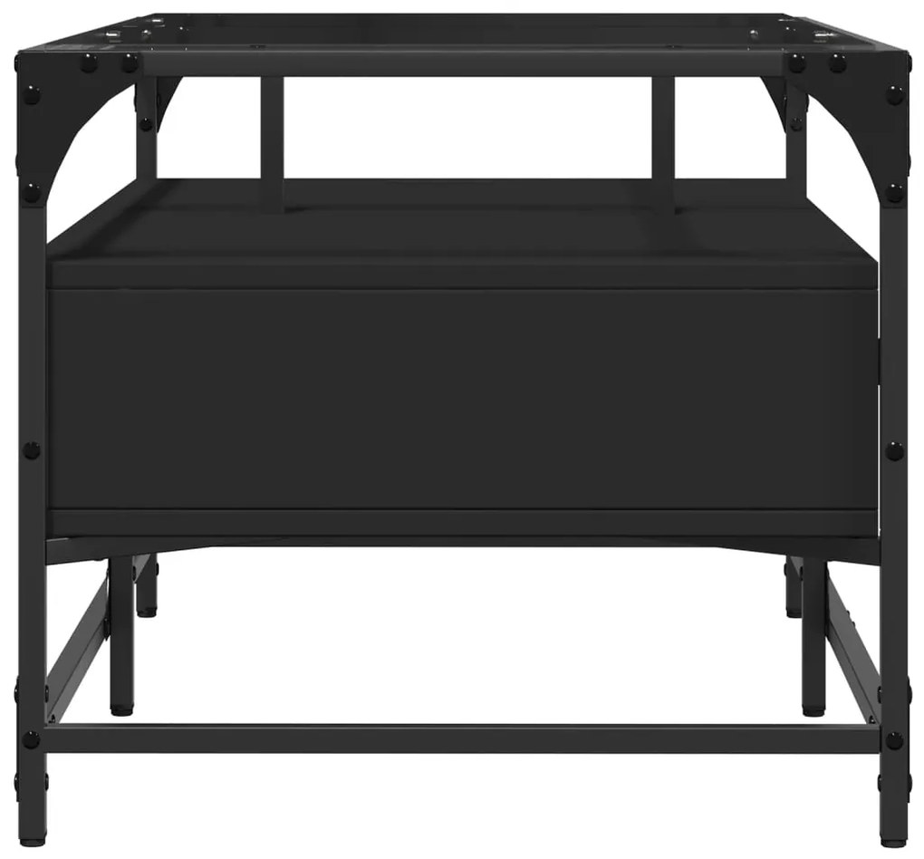 Mesa de centro com topo em vidro preto 98,5x50x45 cm aço