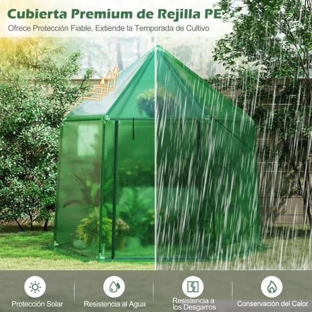 Mini Estufa Portátil 198 x 172 x 190 cm com Cobertura de PE com Revestimento de PE Antioxidante Porta Enrolável com fecho Verde