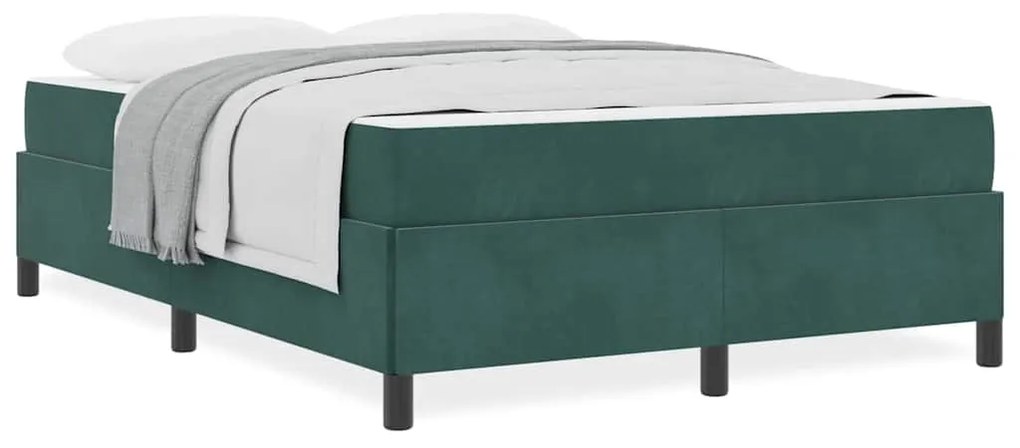 Estrutura da Cama Verde Escuro e Branco 140 x 200 cm Veludo
