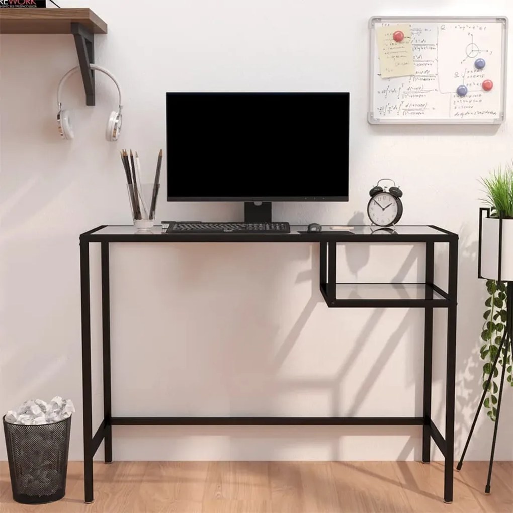 vidaXL Mesa de computador vidro 100x36x74 cm transparente