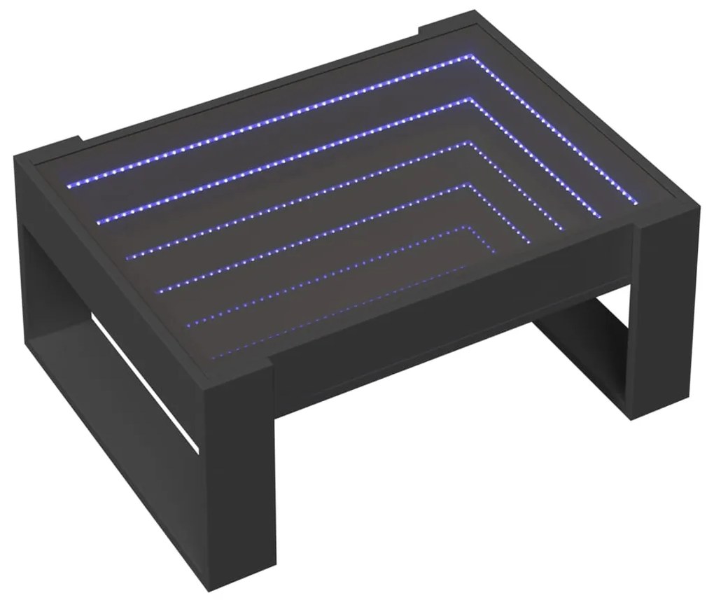 Mesa de centro luzes LED Infinity 70x53x30 cm preto