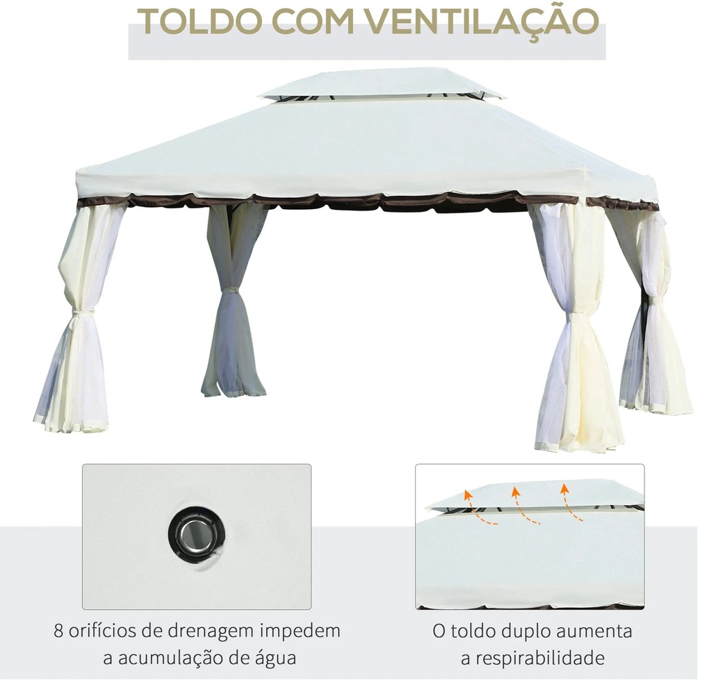 Pérgola de Jardim 390x290 cm Pérgola de Alumínio com Teto de Ventilaçã