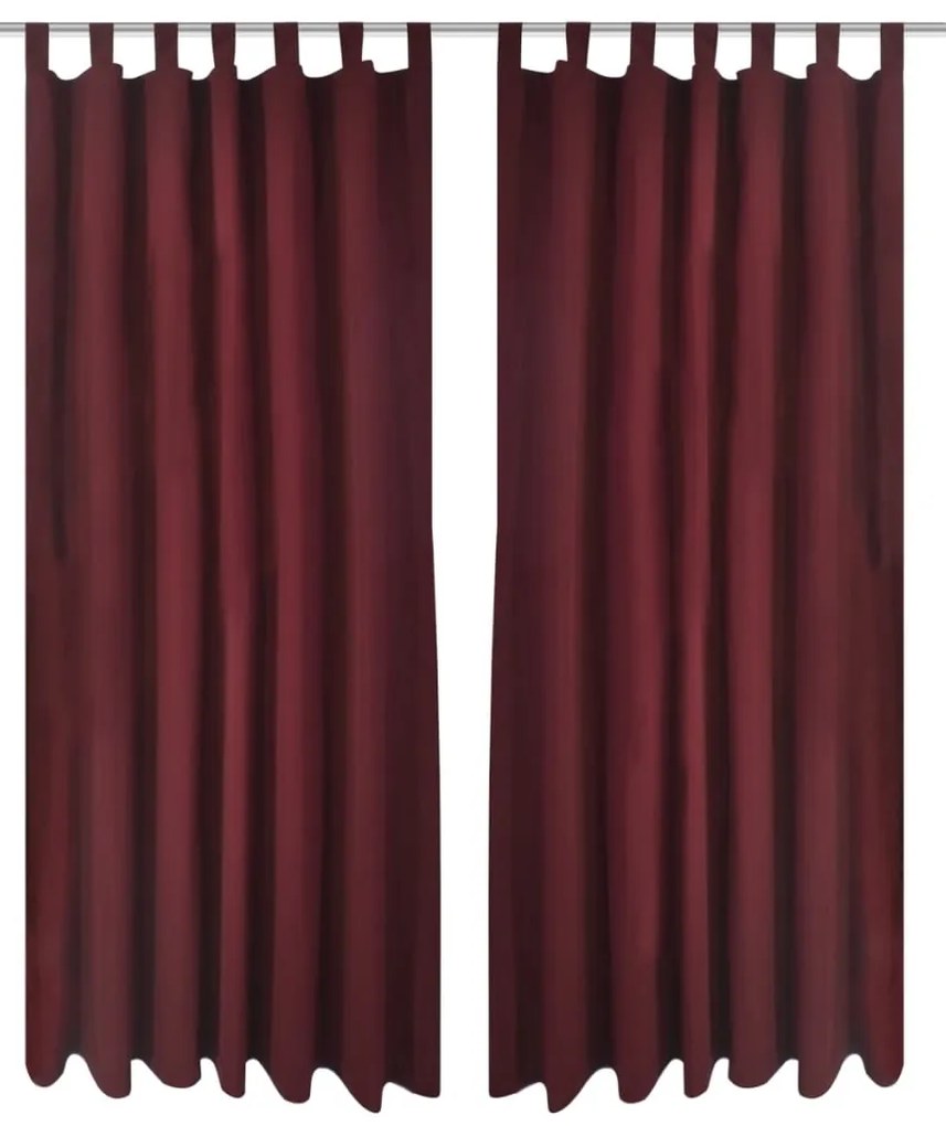 Cortinas de cetim com laços 2 pcs 140 x 245 cm bordô