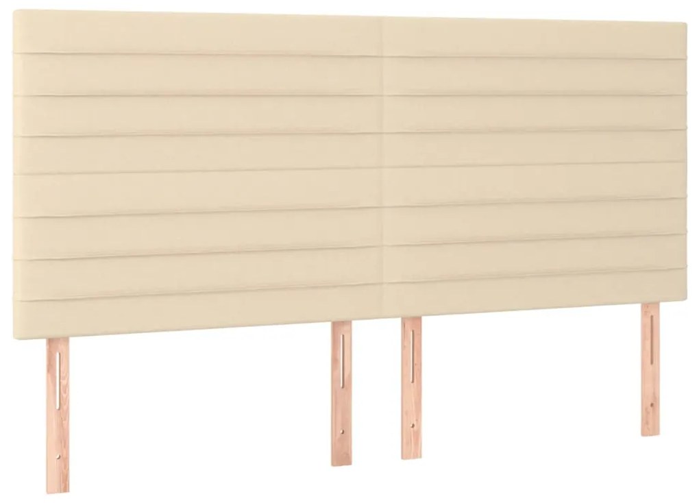 Cama box spring c/ colchão e LED 160x200 cm tecido cor creme