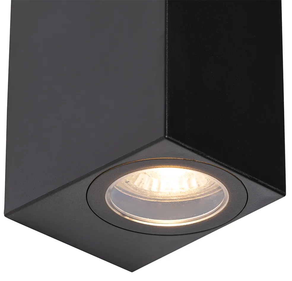 Candeeiro de parede exterior moderno de plástico preto 2 luzes - Baleno Moderno