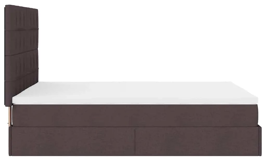 Estrutura cama otomana colchão 140x190cm tecido castanho escuro