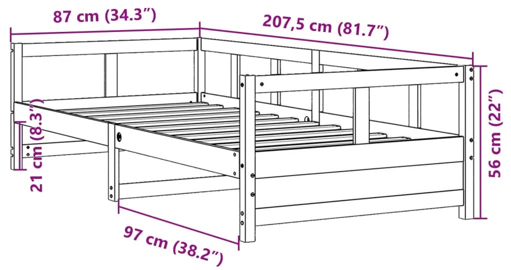 Sofá-cama 80x200 cm madeira de pinho maciça castanho cera