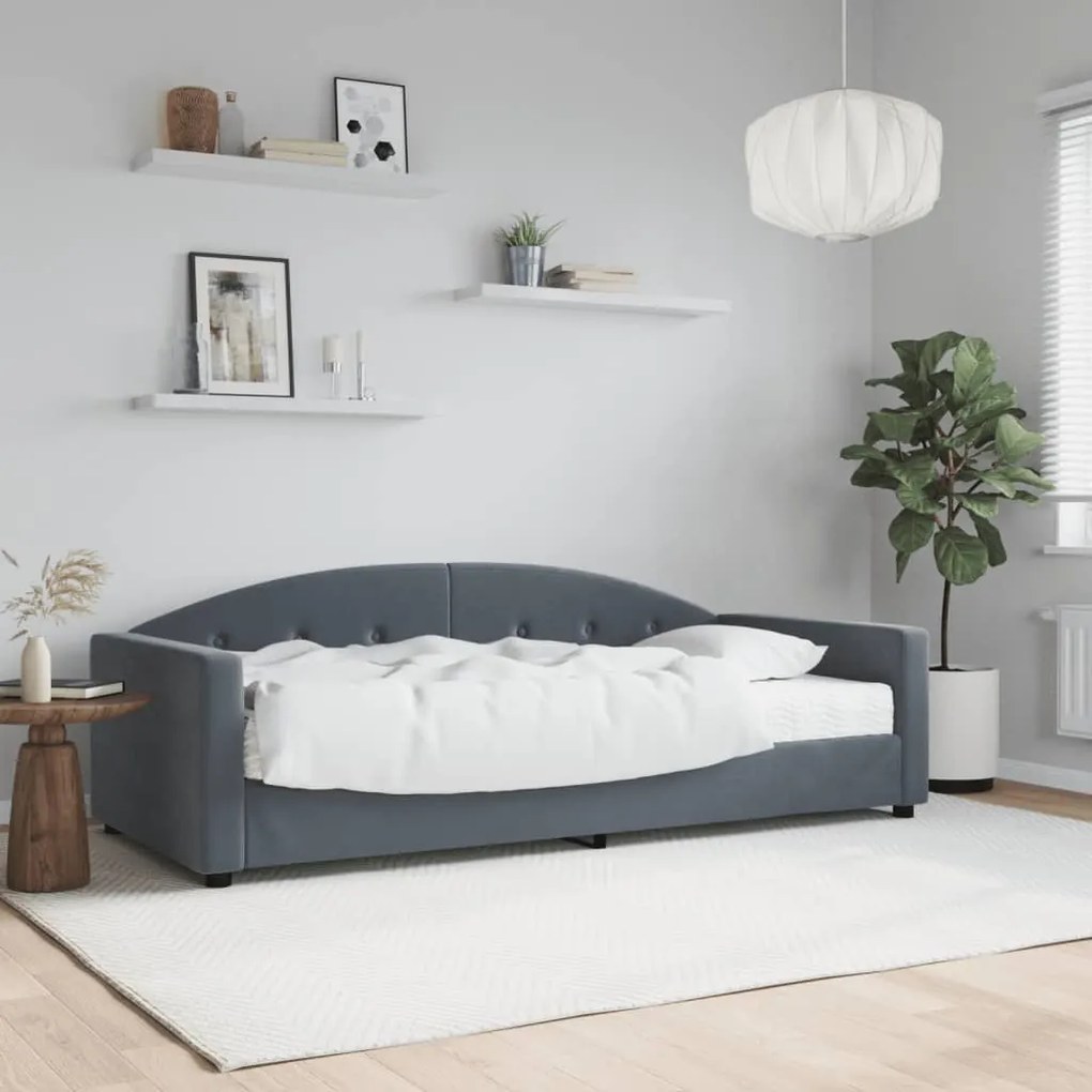 vidaXL Sofá-cama com colchão 90x200 cm veludo cinzento-escuro