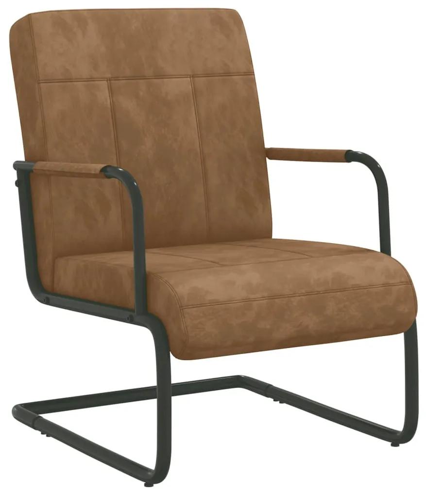 Cadeira cantilever veludo castanho