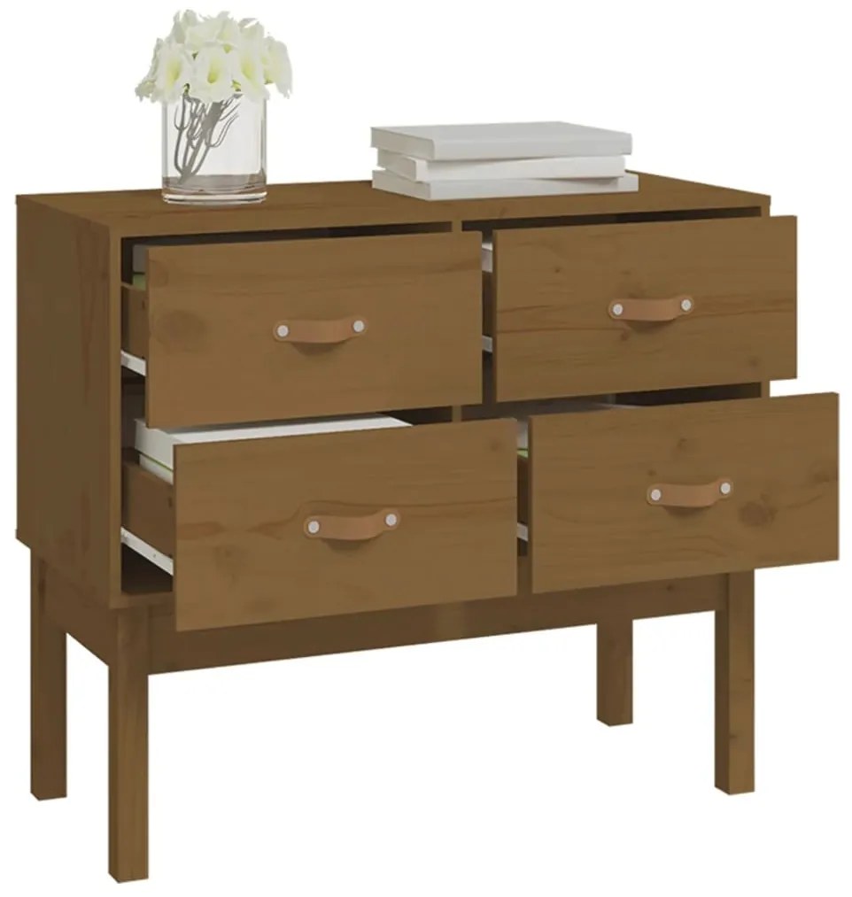 Armário consola 90x40x78 cm pinho maciço castanho mel