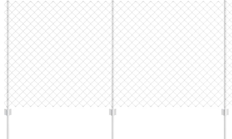 Cerca de Cadeia com 20 Postes U Prateados 1,2x10 m de Aço