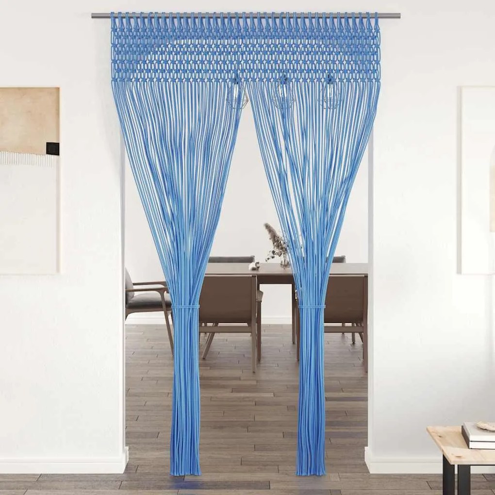 Cortina macramé 140x240 cm algodão azul