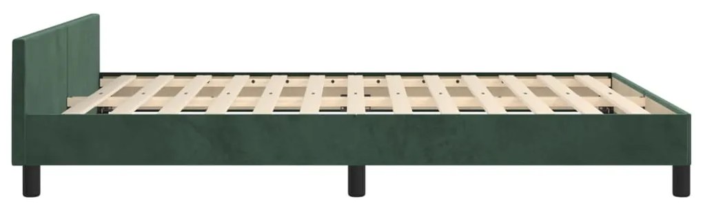 Estrutura de cama sem colchão 140x200 cm veludo verde-escuro