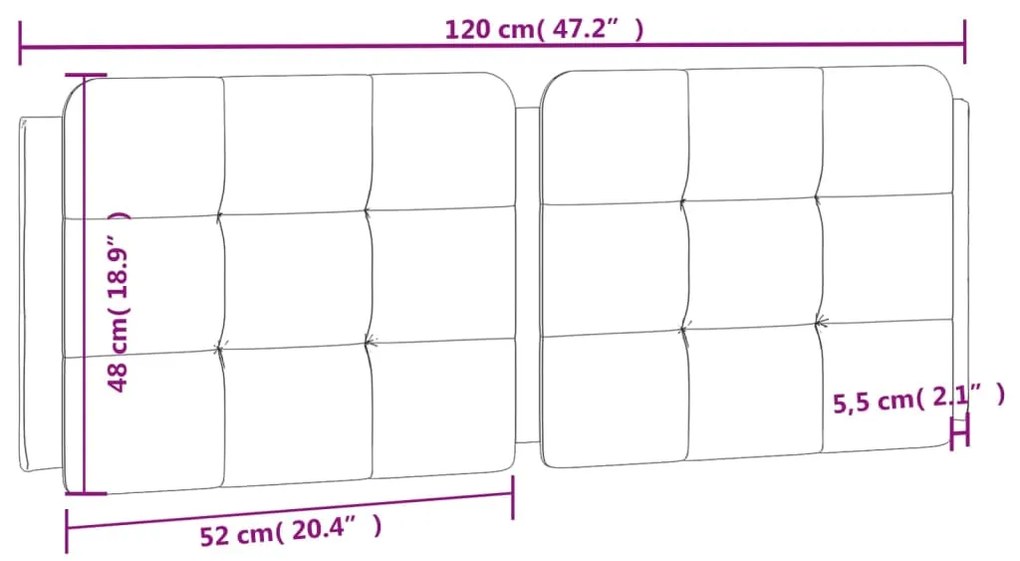 Almofadão de cabeceira 120 cm couro artificial castanho