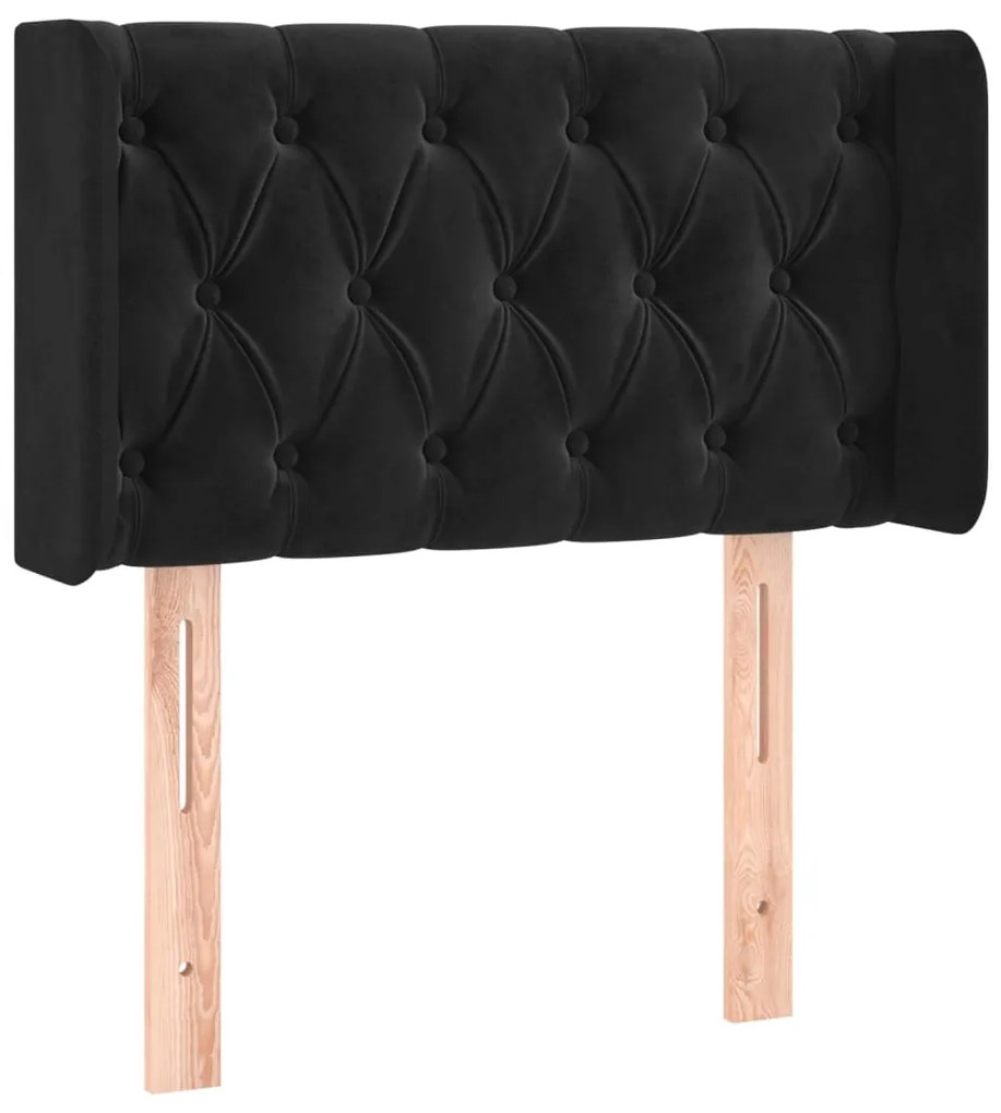 Cabeceira de cama c/ luzes LED veludo 83x16x78/88 cm preto