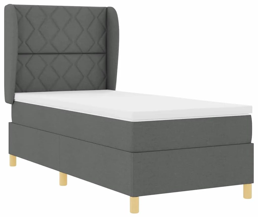 Cama Box Spring com Colchão VidaXL Cinza Escuro 100x200 cm Tecido