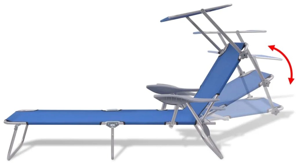 Espreguiçadeira com toldo aço azul