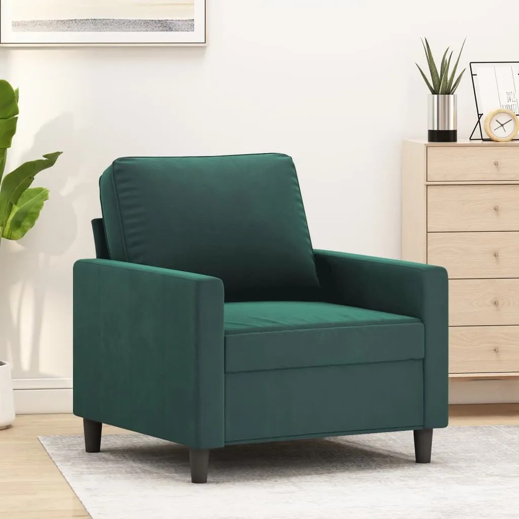 359181 vidaXL Poltrona 60 cm veludo verde-escuro