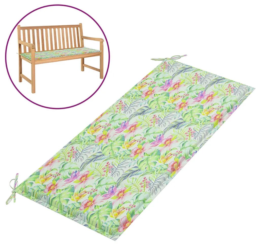vidaXL Almofadão banco jardim 120x50x3 cm tecido oxford padrão folhas
