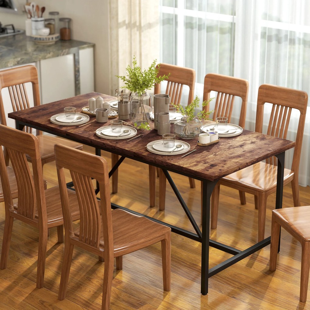 Mesa de Refeição Retangular para 6-8 Pessoas (CADEIRAS NÃO INCLUIDAS) Industrial com Pés de Metal 180x80x75,5 cm Castanho Rústico