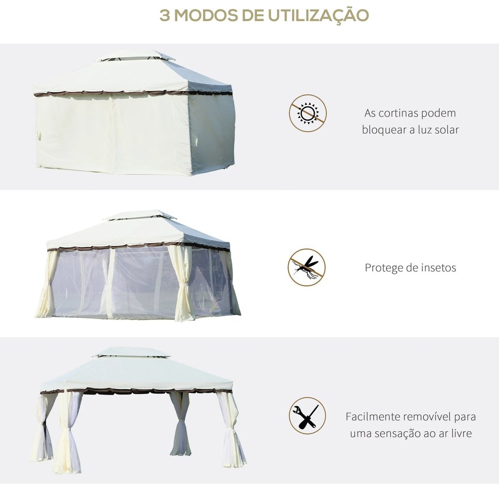 Pérgola de Jardim 390x290 cm Pérgola de Alumínio com Teto de Ventilaçã
