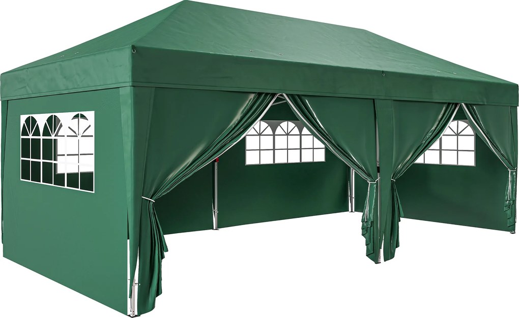 Outsunny Pavilhão aprox. 6x3m Estável Resistente ao Inverno Pop-up Pavilhão Dobrável com Janela Porta com Zíper Laterais Proteção UV | Aosom Portugal