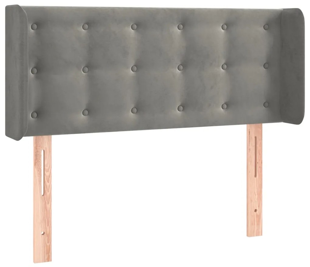 Cabeceira de cama c/ luzes LED veludo 93x16x78/88cm cinza-claro