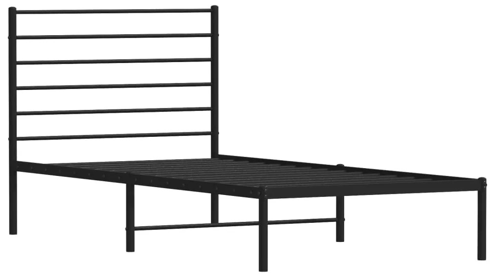 Estrutura de cama com cabeceira 100x190 cm metal preto