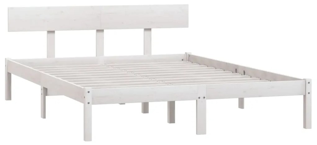 Estrutura de cama king 150x200 cm pinho maciço branco