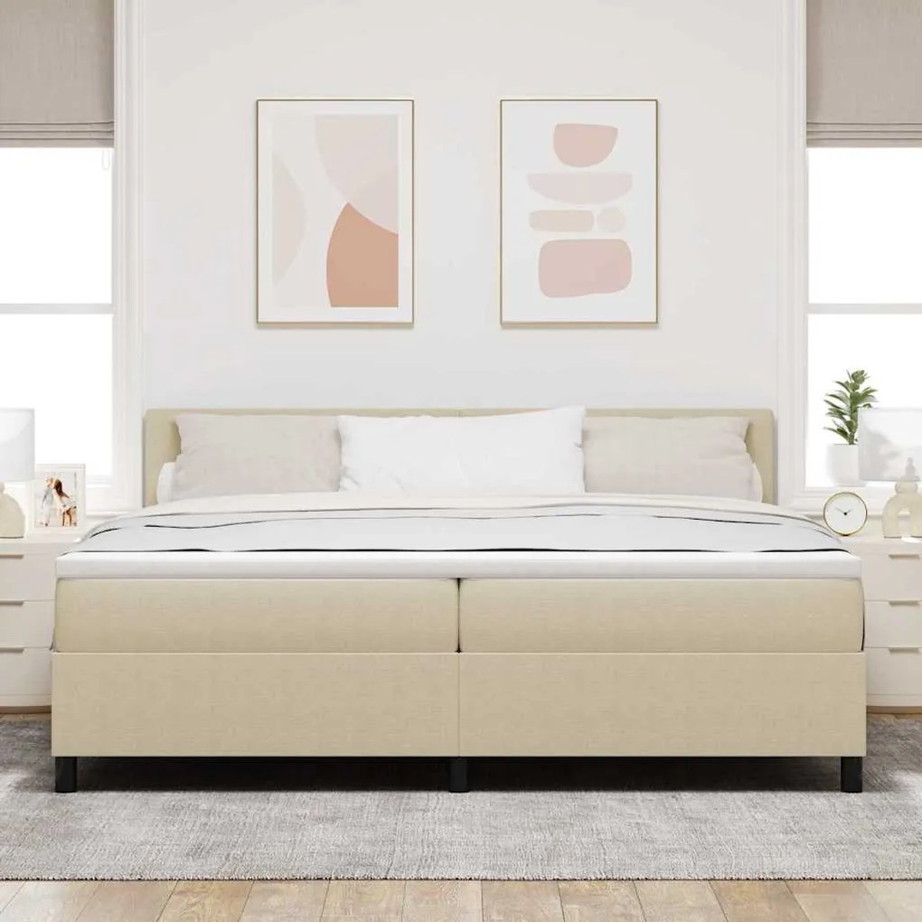 Cama Box com Colchão &amp; Luz LED Verde Cinza 200x200 cm Tecido Cânone