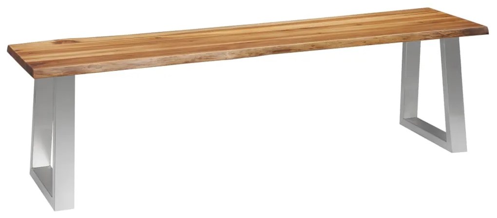 283894 vidaXL Banco 160 cm madeira de acácia maciça e aço inoxidável