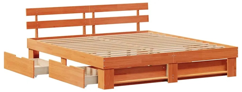 Estrutura da Cama Castanho-mel 180 x 200 cm Madeira Sólida