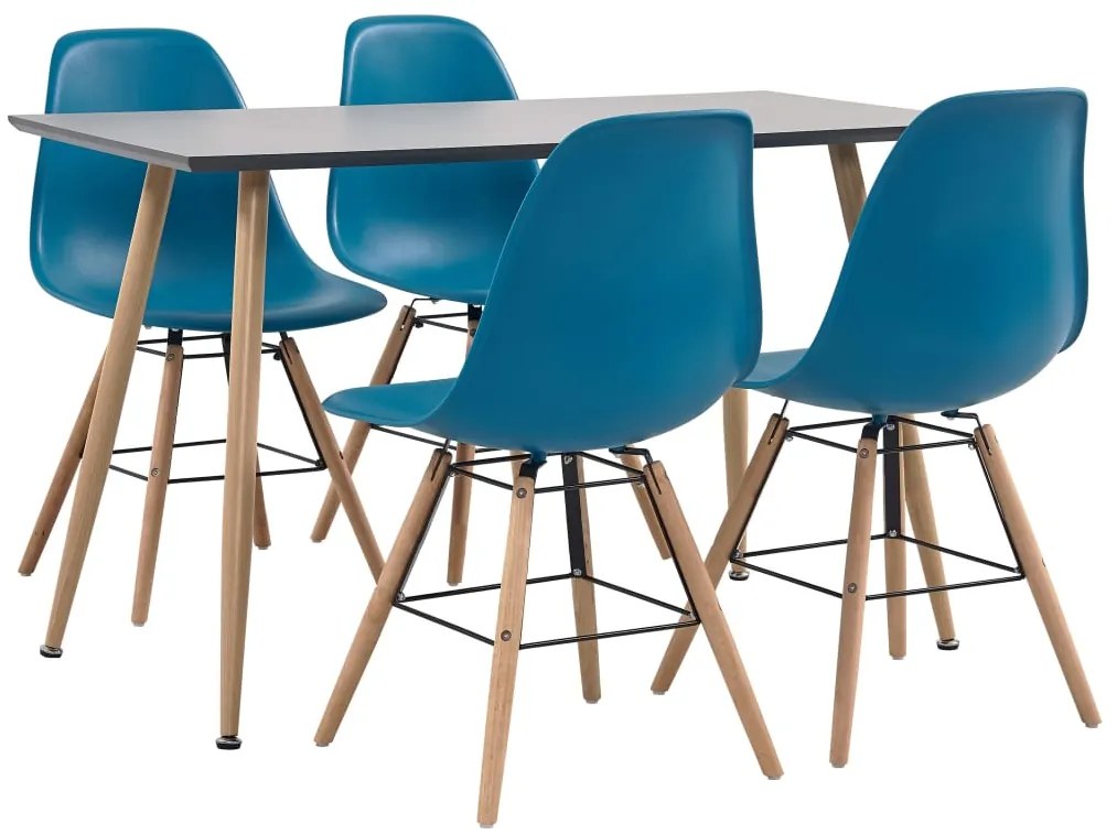 vidaXL 5 pcs conjunto de jantar plástico turquesa