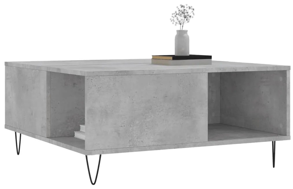 Mesa de centro 80x80x36,5 cm derivados madeira cinzento cimento