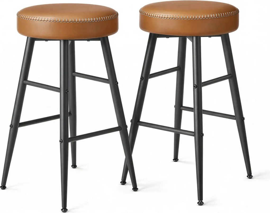 Conjunto de 2 bancos de bar 49,5 x 49,5 x 63 cm castanhos