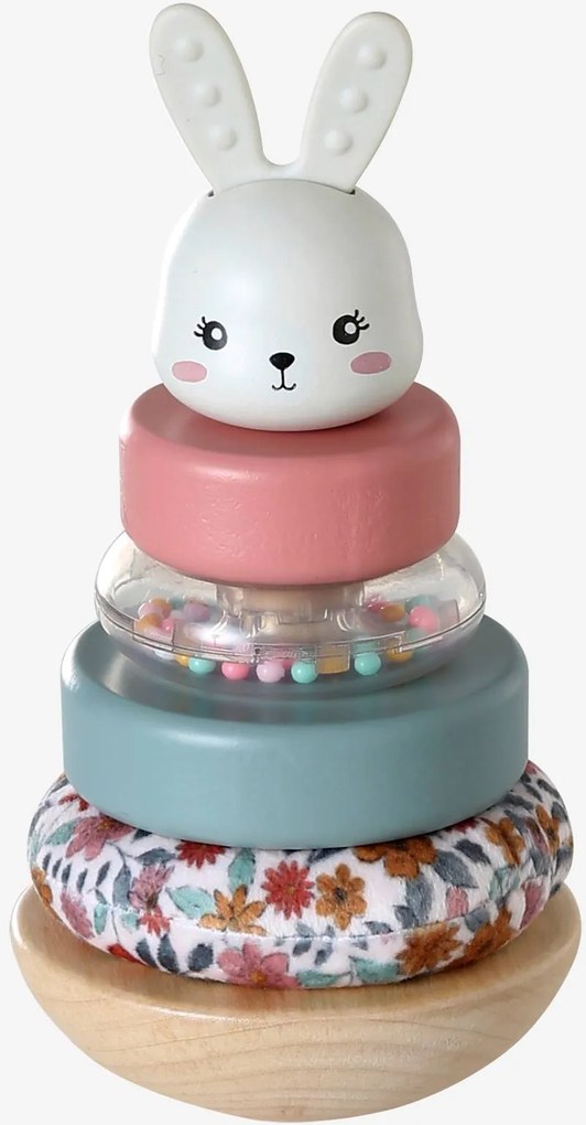 Torre de empilhar coelho em madeira FSC® branco