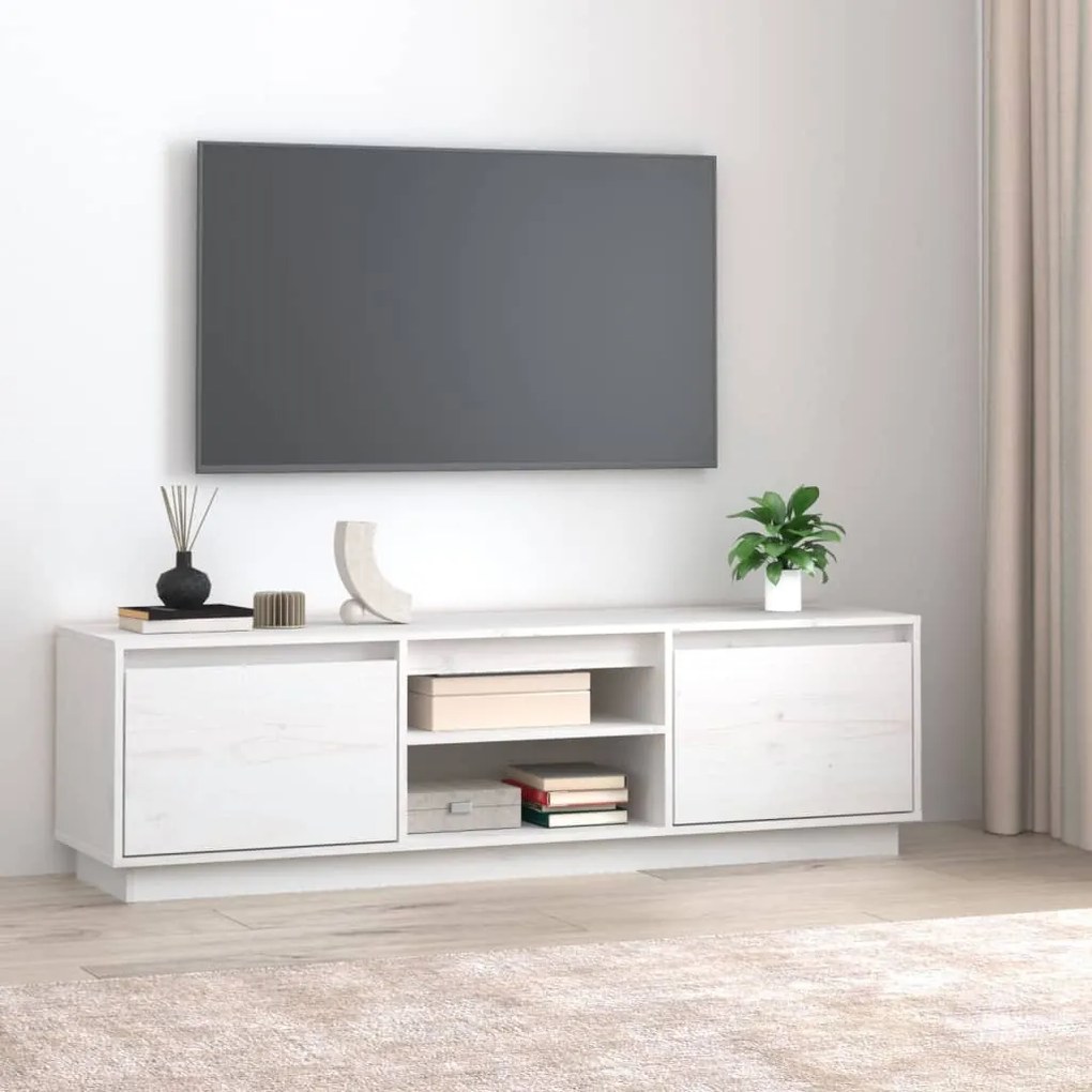 814315 vidaXL Móvel de TV 140x35x40 cm madeira de pinho maciça branco