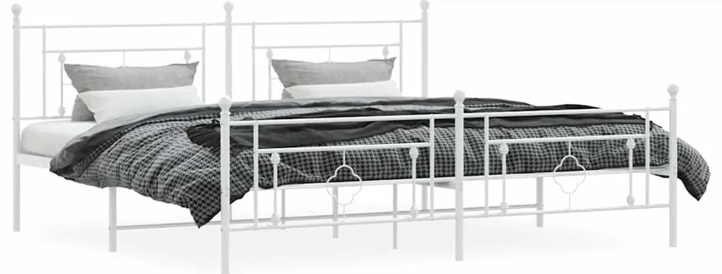 Estrutura de cama com cabeceira e pés 193x203 cm metal branco