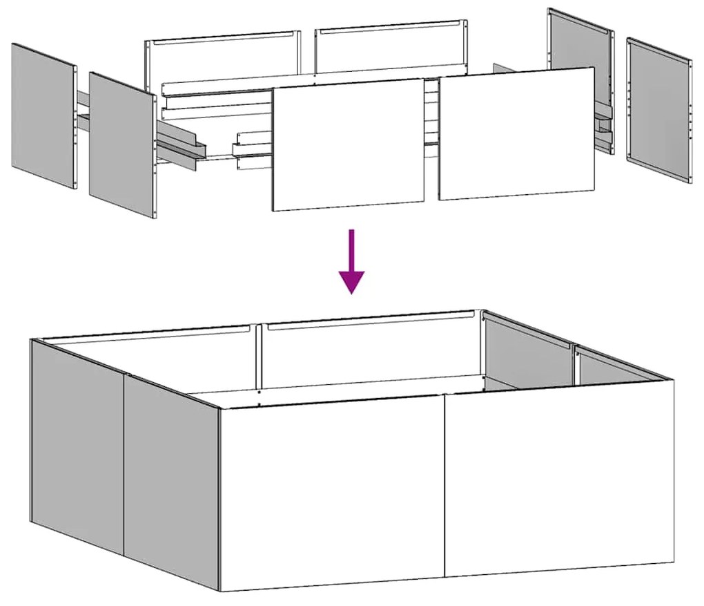 Vaso/floreira 80x80x30 cm aço branco